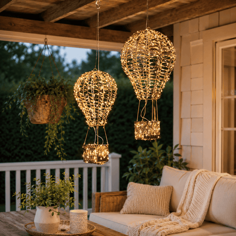 Three Kings LED Hot Air Balloon Three Kings GoldTwist Hot Air Balloon Christmas Decoration – 50cm