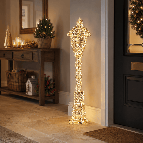 Three Kings LED Lamp Post Three Kings GoldTwist Lamp Post Christmas Decoration – 90cm