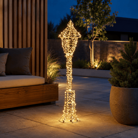 Three Kings LED Lamp Post Three Kings GoldTwist Lamp Post Christmas Decoration – 90cm