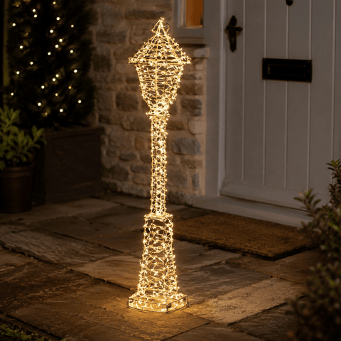 Three Kings LED Lamp Post Three Kings GoldTwist Lamp Post Christmas Decoration – 90cm