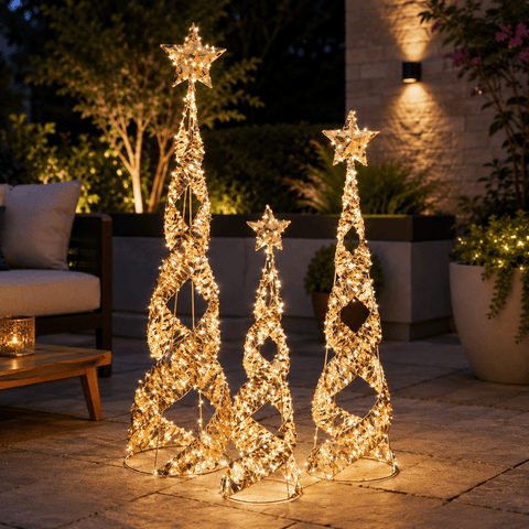 Three Kings LED String Trees Three Kings GoldTwist Starbelisk Christmas Decoration – 80cm