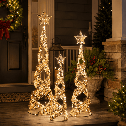 Three Kings LED String Trees Three Kings GoldTwist Starbelisk Christmas Decoration – 80cm