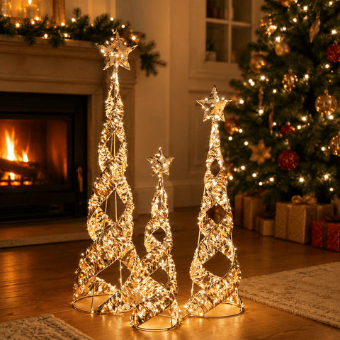 Three Kings LED String Trees Three Kings GoldTwist Starbelisk Christmas Decoration – 80cm