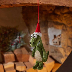 Three Kings Dinosaur Christmas T-rex Three Kings Green Festive Dino Pendant