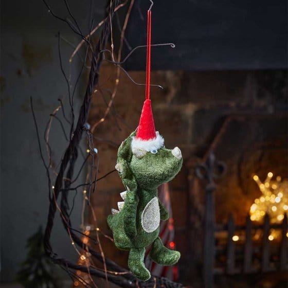 Three Kings Dinosaur Christmas Triceratops Three Kings Green Festive Dino Pendant
