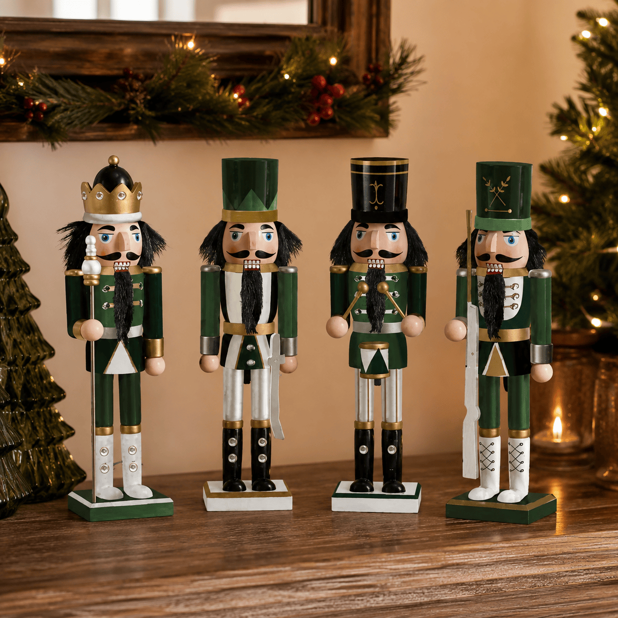 Three Kings Nutcrackers Three Kings Green Grenadiers Nutcracker Christmas Decoration – 4 Mixed Designs