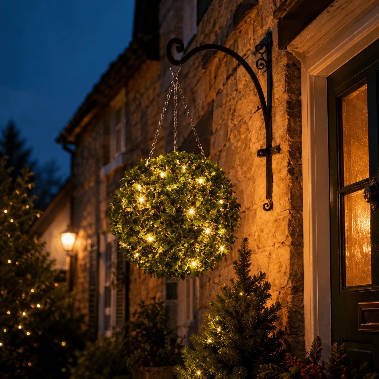 Three Kings LED Hanging Balls Three Kings Hanging LED Holly Ball – 30cm