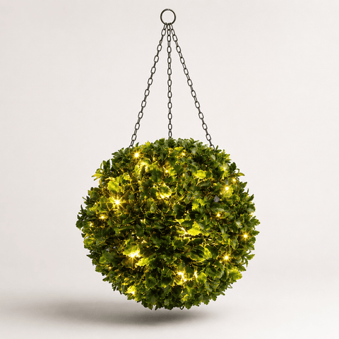 Three Kings LED Hanging Balls Three Kings Hanging LED Holly Ball – 30cm