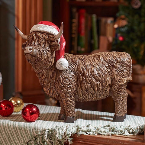 Three Kings Models & Scenes Three Kings Highland Santa Cow Christmas Decoration