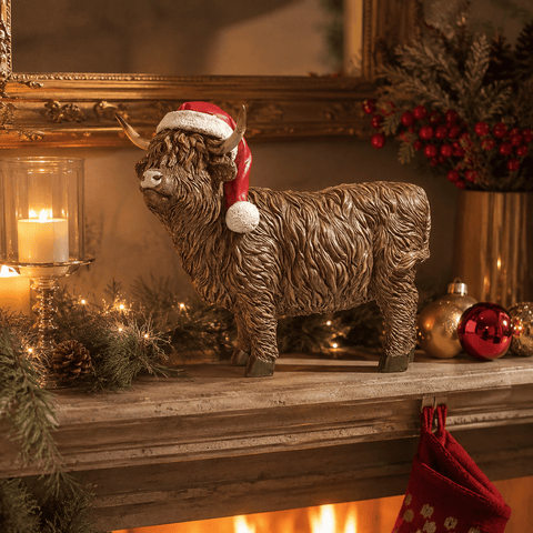 Three Kings Models & Scenes Three Kings Highland Santa Cow Christmas Decoration