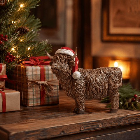 Three Kings Models & Scenes Three Kings Highland Santa Cow Christmas Decoration