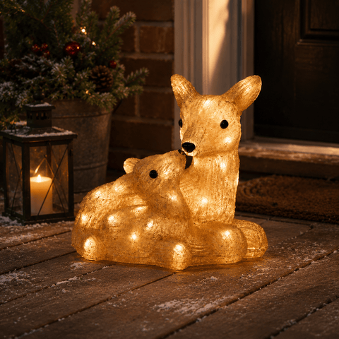 Three Kings Acrylic LED Figurines Three Kings InLit Doe & Fawn Christmas Decoration – 31cm
