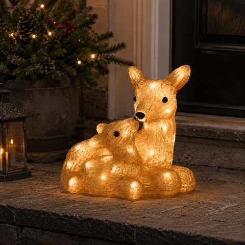 Three Kings Acrylic LED Figurines Three Kings InLit Doe & Fawn Christmas Decoration – 31cm