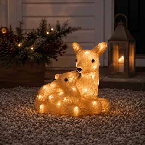 Three Kings Acrylic LED Figurines Three Kings InLit Doe & Fawn Christmas Decoration – 31cm