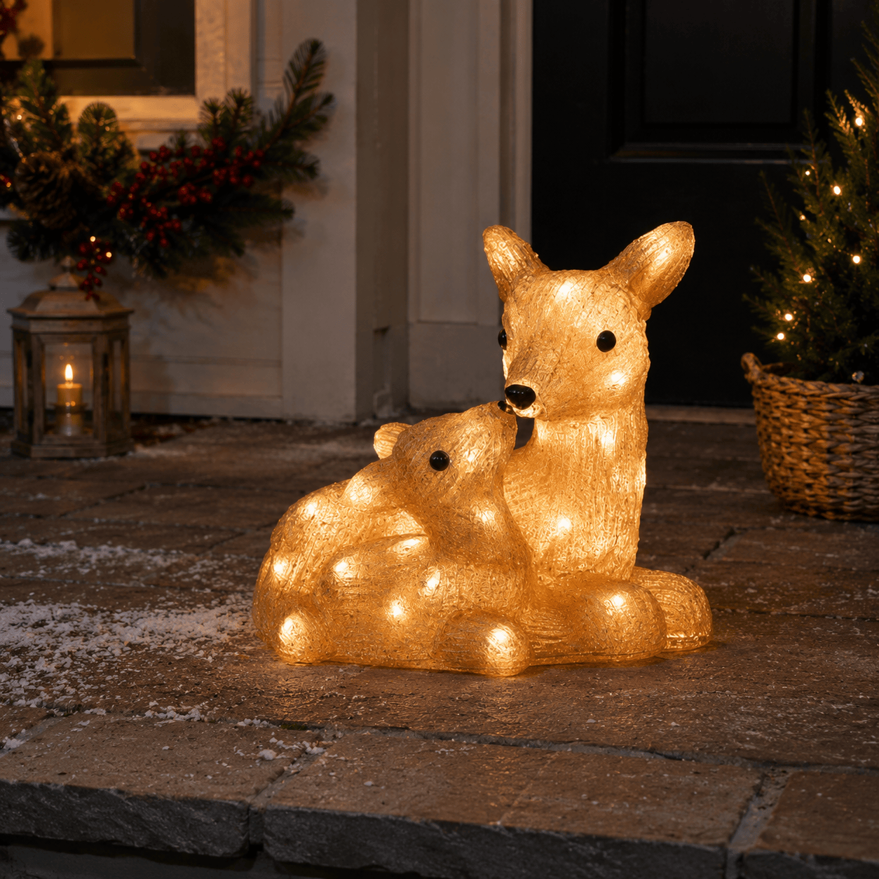 Three Kings Acrylic LED Figurines Three Kings InLit Doe & Fawn Christmas Decoration – 31cm