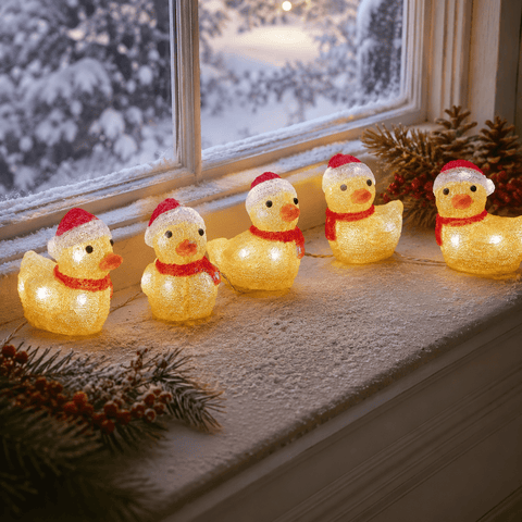 Three Kings christmas duck decoration Three Kings InLit Ice Christmas Ducklings – Set of 5 LED Decoration