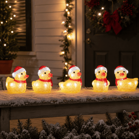 Three Kings christmas duck decoration Three Kings InLit Ice Christmas Ducklings – Set of 5 LED Decoration