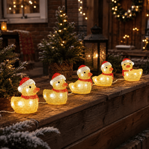 Three Kings christmas duck decoration Three Kings InLit Ice Christmas Ducklings – Set of 5 LED Decoration