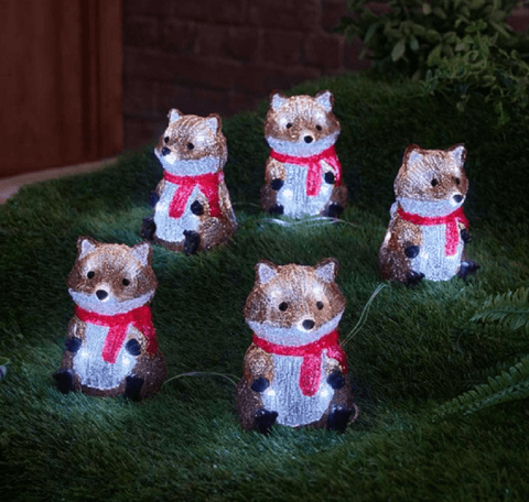Three Kings Christmas Lit Decor Three Kings InLit Ice Foxes 5pc