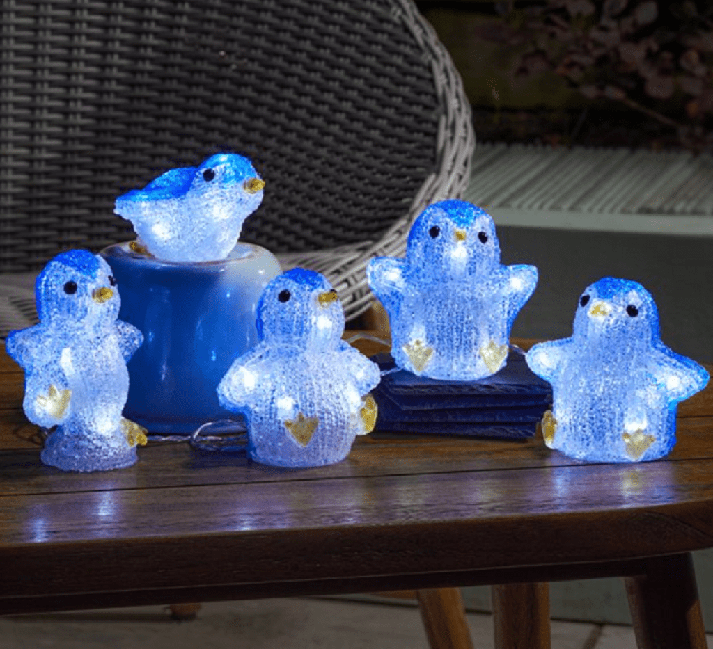 Three Kings InLit Ice Penguins 5pc Trowell Garden Centre