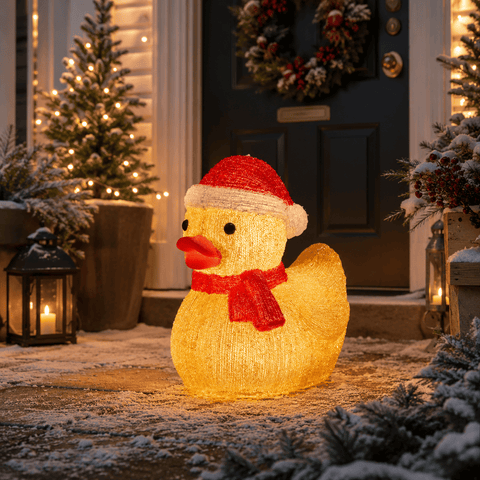 Three Kings christmas duck lit decoration Three Kings InLit Ice Santa Duckling - Large LED Christmas Decoration