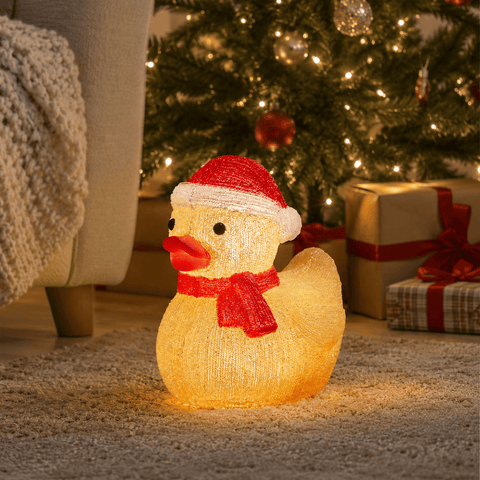 Three Kings christmas duck lit decoration Three Kings InLit Ice Santa Duckling - Large LED Christmas Decoration