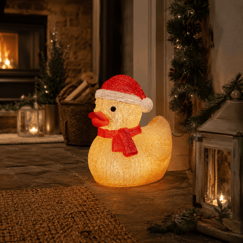 Three Kings christmas duck lit decoration Three Kings InLit Ice Santa Duckling - Large LED Christmas Decoration