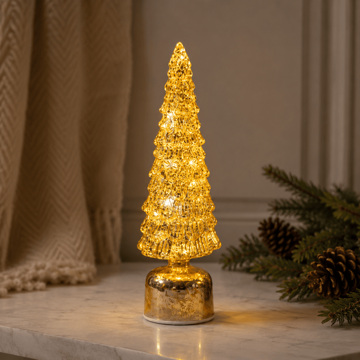 Three Kings LED Faux Trees Three Kings InLit Spinning Gold WonderTree