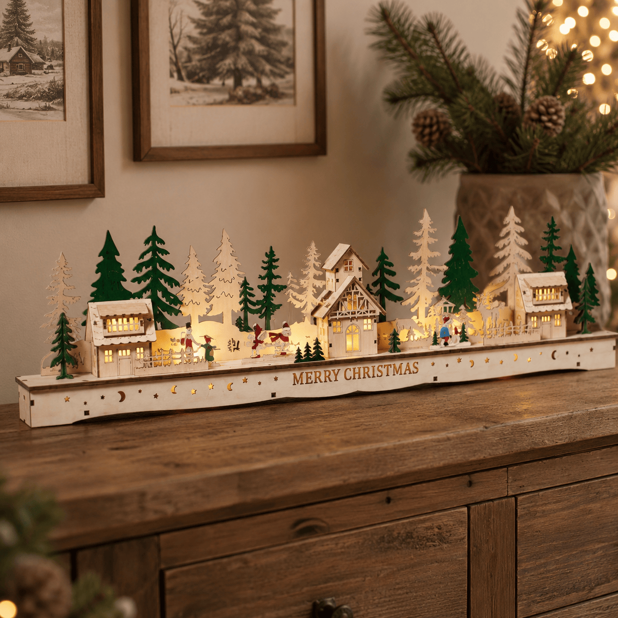 Three Kings Wooden Models & Scenes Three Kings InLit Twinkle Town Wooden WhimScapes Decoration
