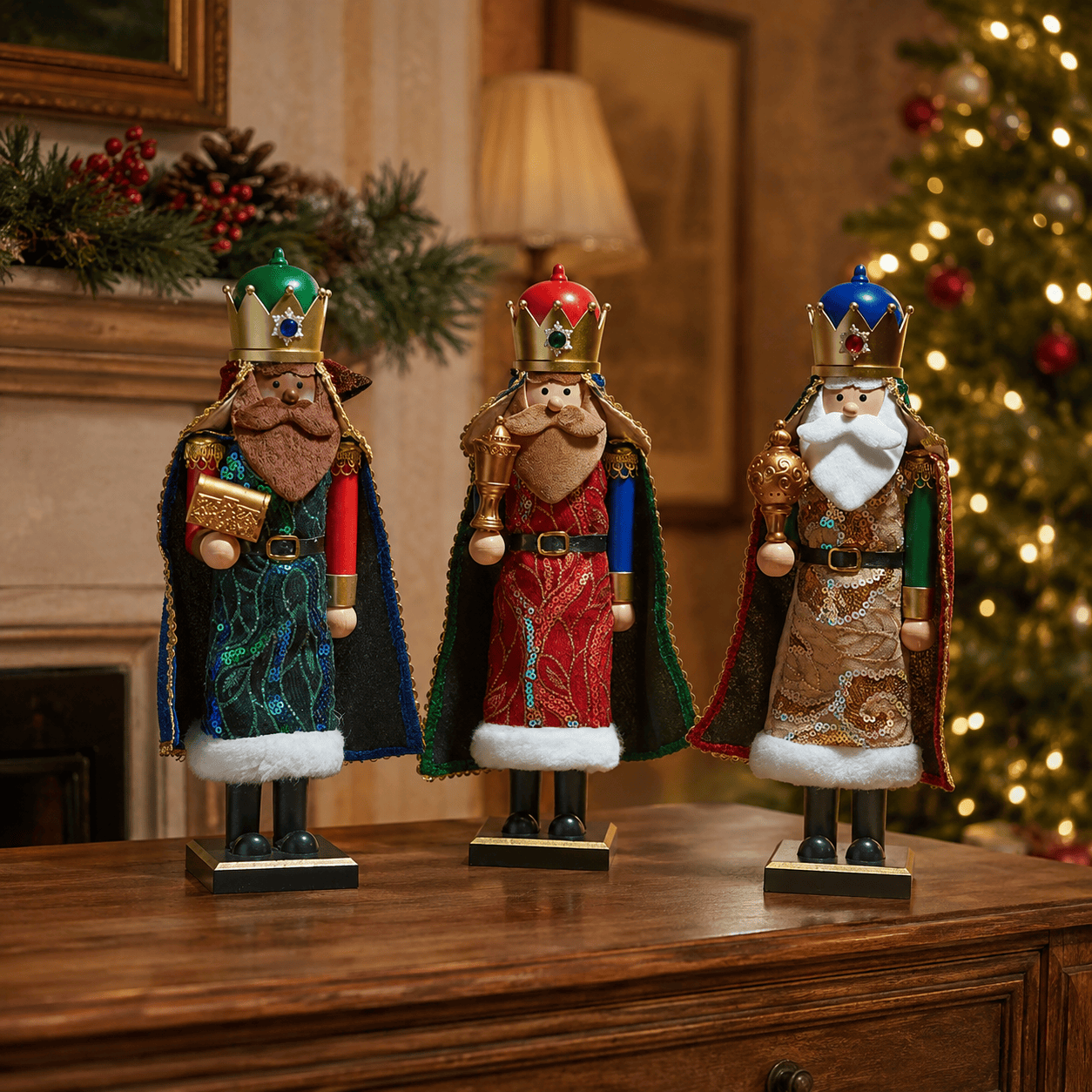 Three Kings wooden Christmas models and scenes Three Kings 'King of The East' Mixed Case Decoration