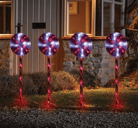 Three Kings Christmas Lit Decor Three Kings Large CandySwirl Stakes 4pc