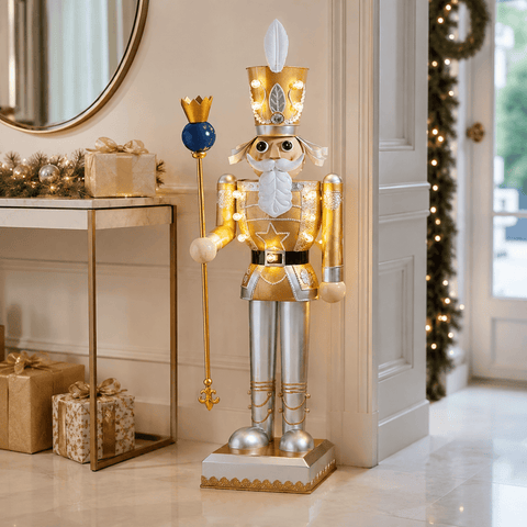 Three Kings Nutcrackers Three Kings Lit Nutcracker Gold/White Design