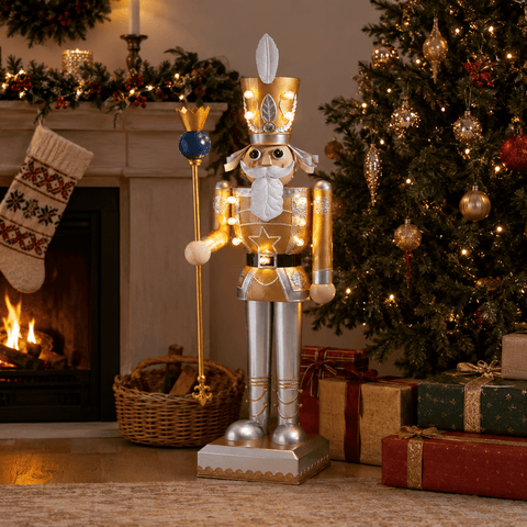 Three Kings Nutcrackers Three Kings Lit Nutcracker Gold/White Design