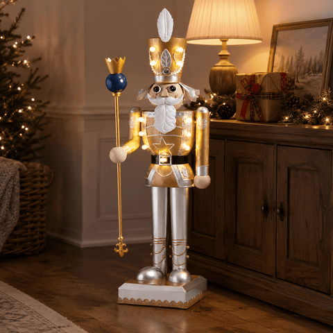 Three Kings Nutcrackers Three Kings Lit Nutcracker Gold/White Design