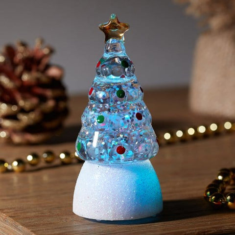 Three Kings Lit SnowSwirl Glitter Tree 8cm