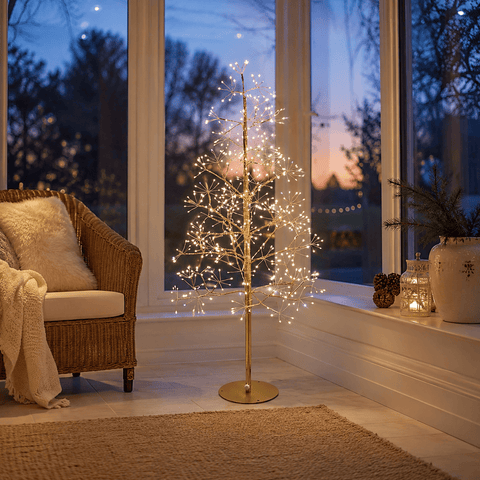 Three Kings christmas lit tree Three Kings Low Voltage Golden Twinkling Tree – 1.8m