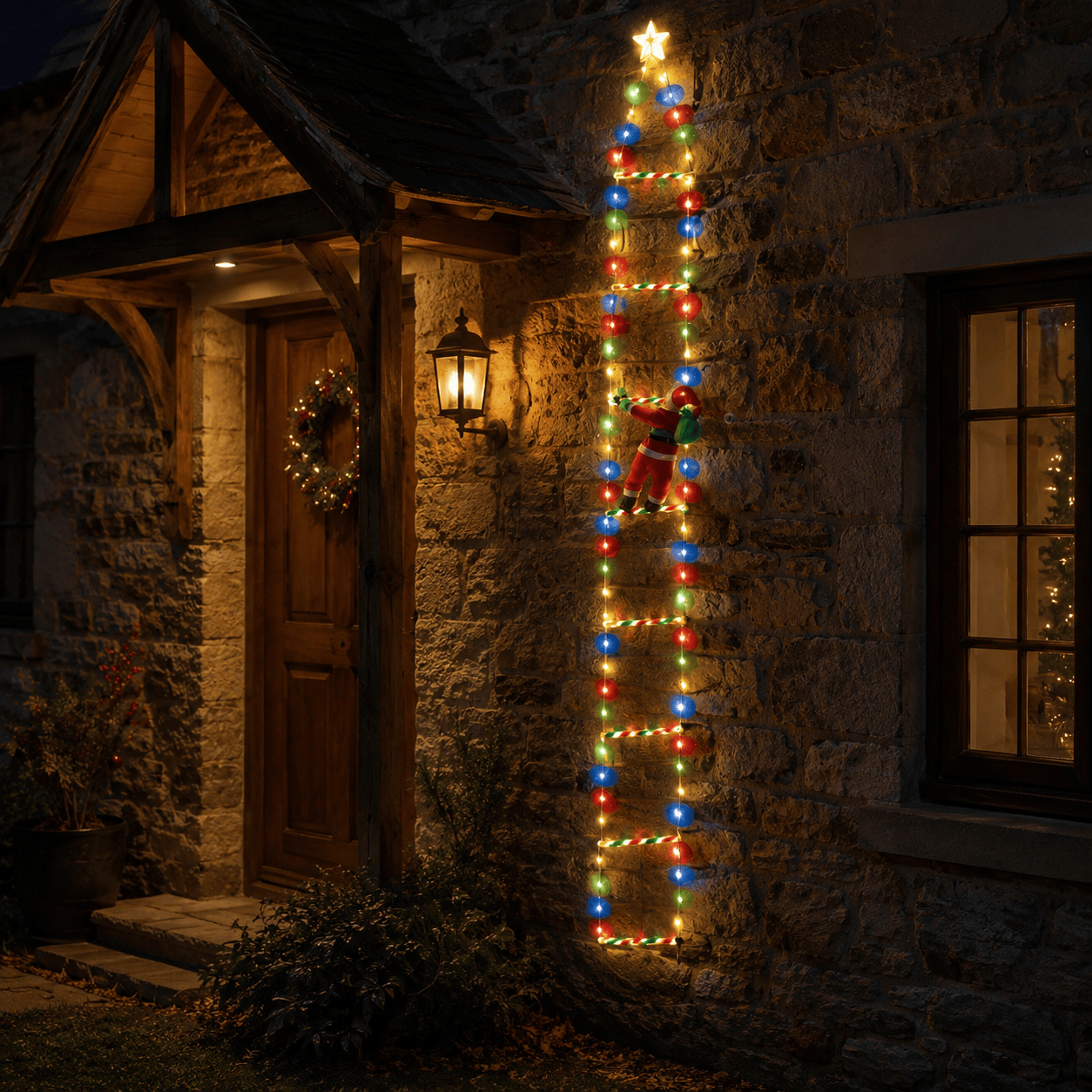 Three Kings Christmas Lit hanging Decor Three Kings Low Voltage Multi Colour Santa's Ladder! – 2m