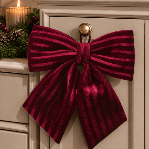Three Kings Hanging Decor Three Kings Luxury Velvet Burgundy Bow – 13cm