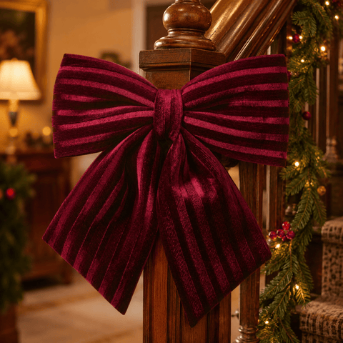 Three Kings Hanging Decor Three Kings Luxury Velvet Burgundy Bow – 13cm