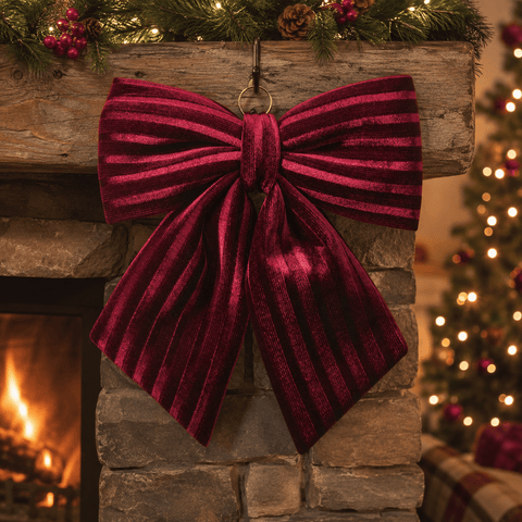 Three Kings Hanging Decor Three Kings Luxury Velvet Burgundy Bow – 13cm