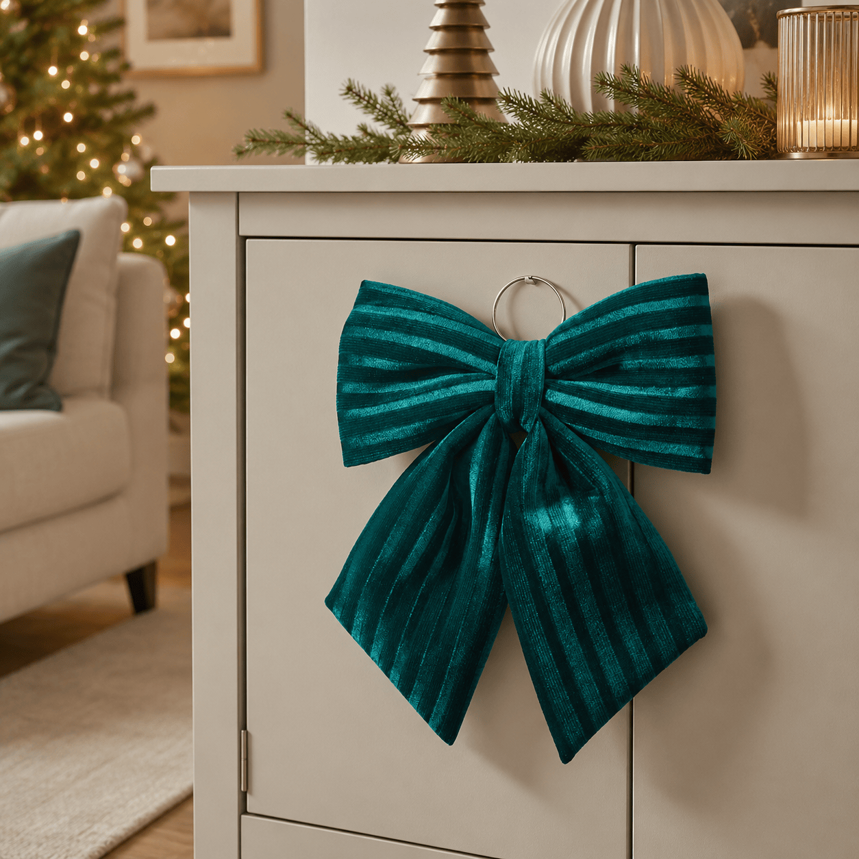 Three Kings Hanging Decor Three Kings Luxury Velvet Emerald Bow – 13cm