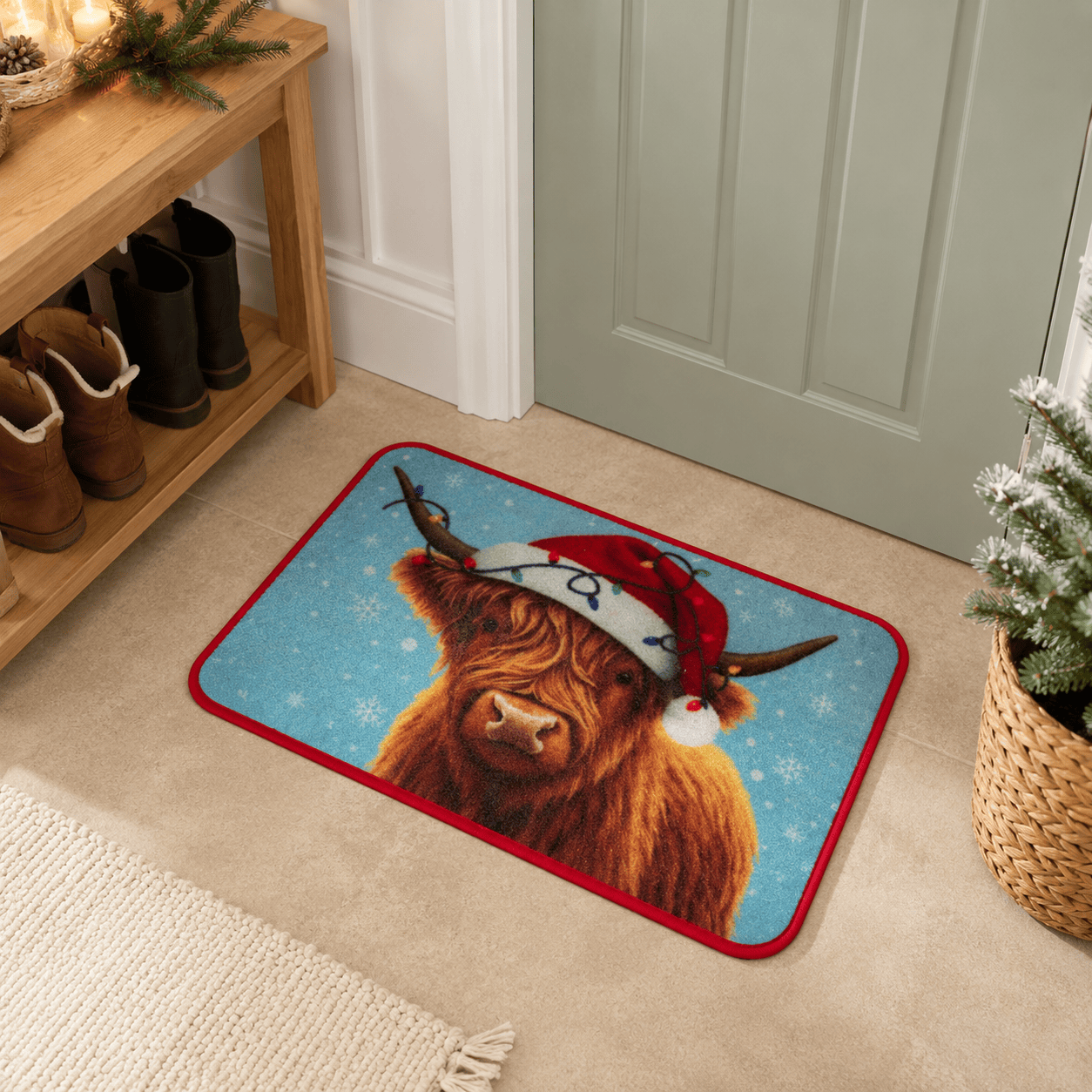 Three Kings Christmas doormat Three Kings 'Merry Moo!' Christmas Doormat – 40x60cm
