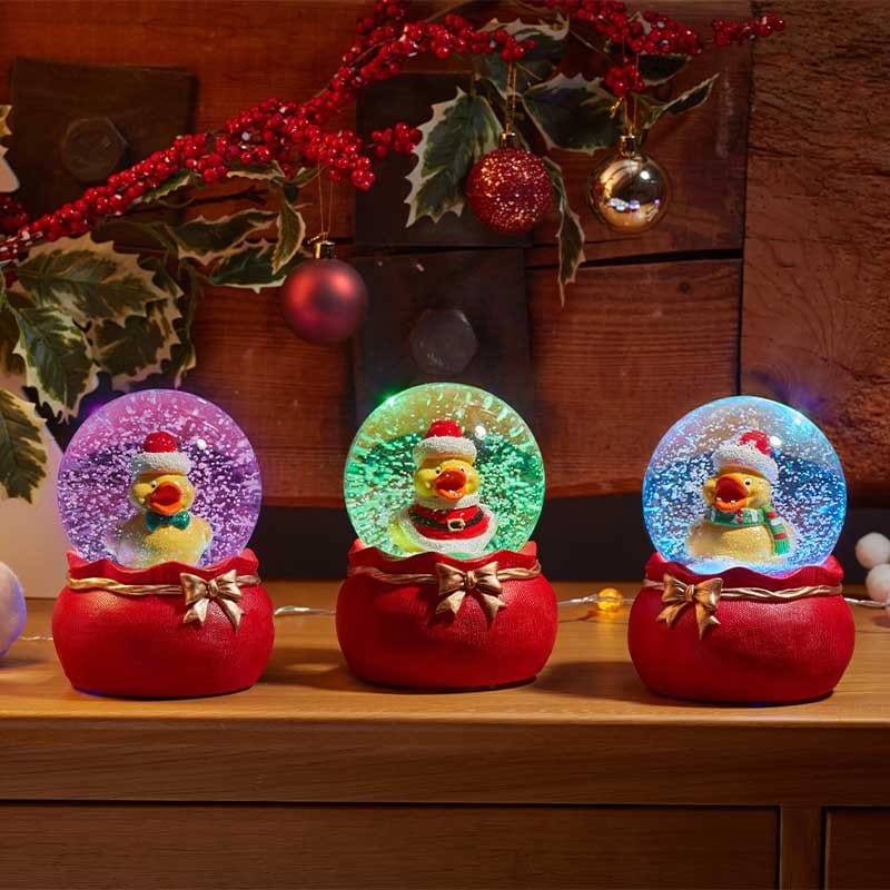 Three Kings Snow Globes Three Kings Mixed Case Christmas Musical Quacker! SnowSpheres – 10cm