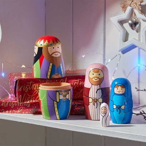 Three Kings wooden Christmas models and scenes Three Kings 'Nativity Secret!' 4 In 1 Festive Nesting Doll Figurine
