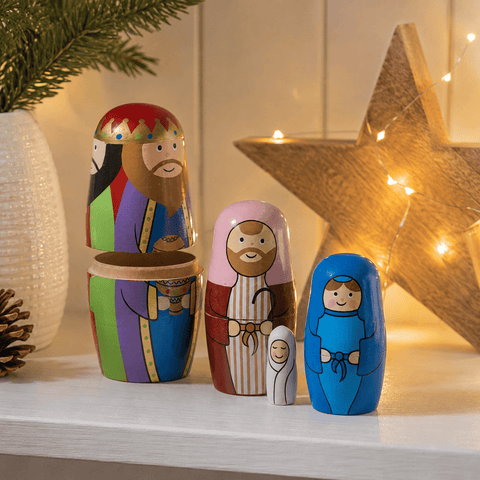 Three Kings wooden Christmas models and scenes Three Kings 'Nativity Secret!' 4 In 1 Festive Nesting Doll Figurine