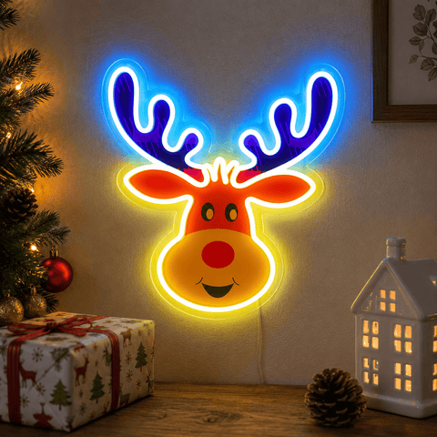 Three Kings Christmas Lit Neon Signs Three Kings NeonEsque Radiant 'Rudy' Reindeer Christmas Lit Sign