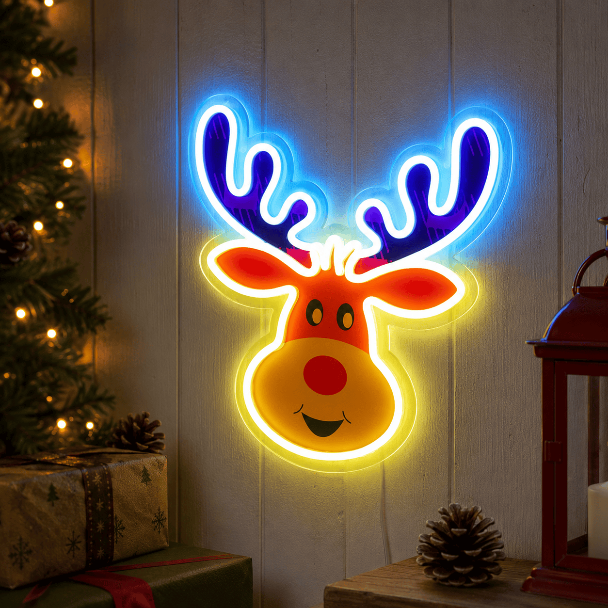 Three Kings Christmas Lit Neon Signs Three Kings NeonEsque Radiant 'Rudy' Reindeer Christmas Lit Sign