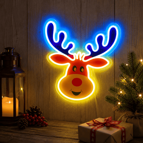 Three Kings Christmas Lit Neon Signs Three Kings NeonEsque Radiant 'Rudy' Reindeer Christmas Lit Sign