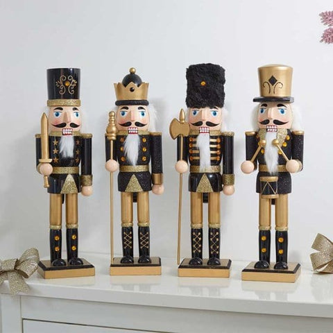 Three Kings Nutcrackers Three Kings Nutcracker Black/Gold L 30cm Asssorted Designs