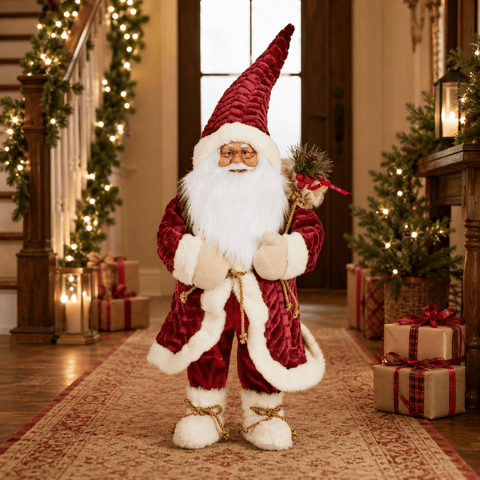 Three Kings Santa Figurines Three Kings Papa Noel Burgundy Santa Figurine – Jumbo